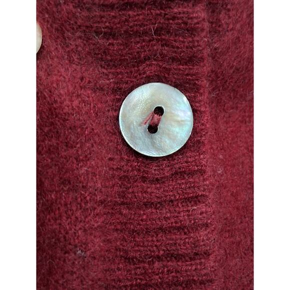 Linea Rossa 100% Pure Cashmere Cardigan Sweater Burgundy Womens S Long Pockets - Picture 3 of 11